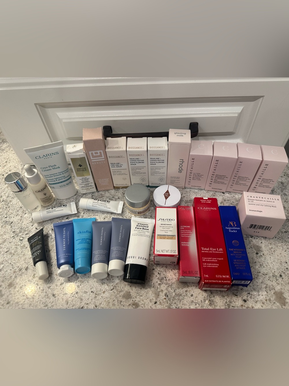 30 piece Luxury Skin Care Lot La Prairie Guerlain Augustinus Badder Chantecaille